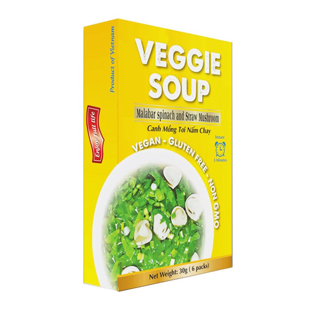 Malabar Spinach and Straw Mushroom - Instant Veggie Soup